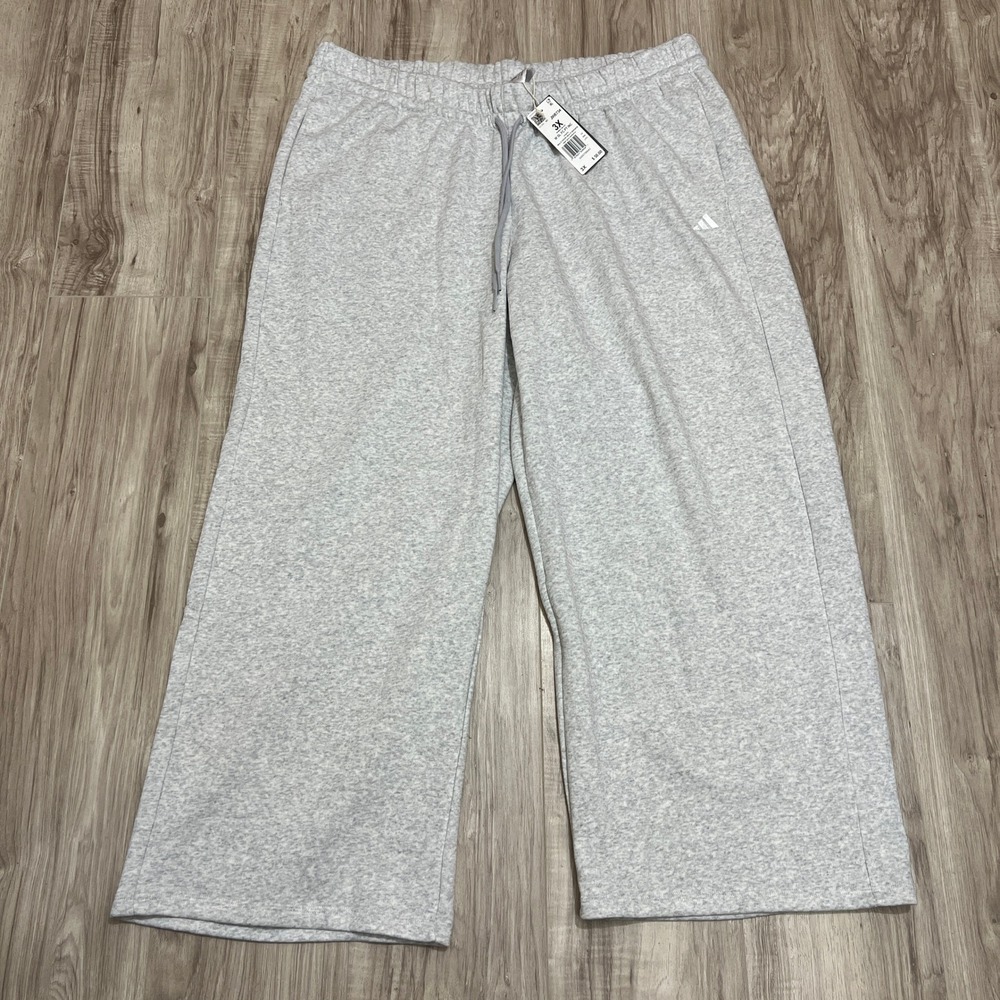adidas Essentials Small Logo Feel Cozy Fleece Straight Leg Pants Grey 3X